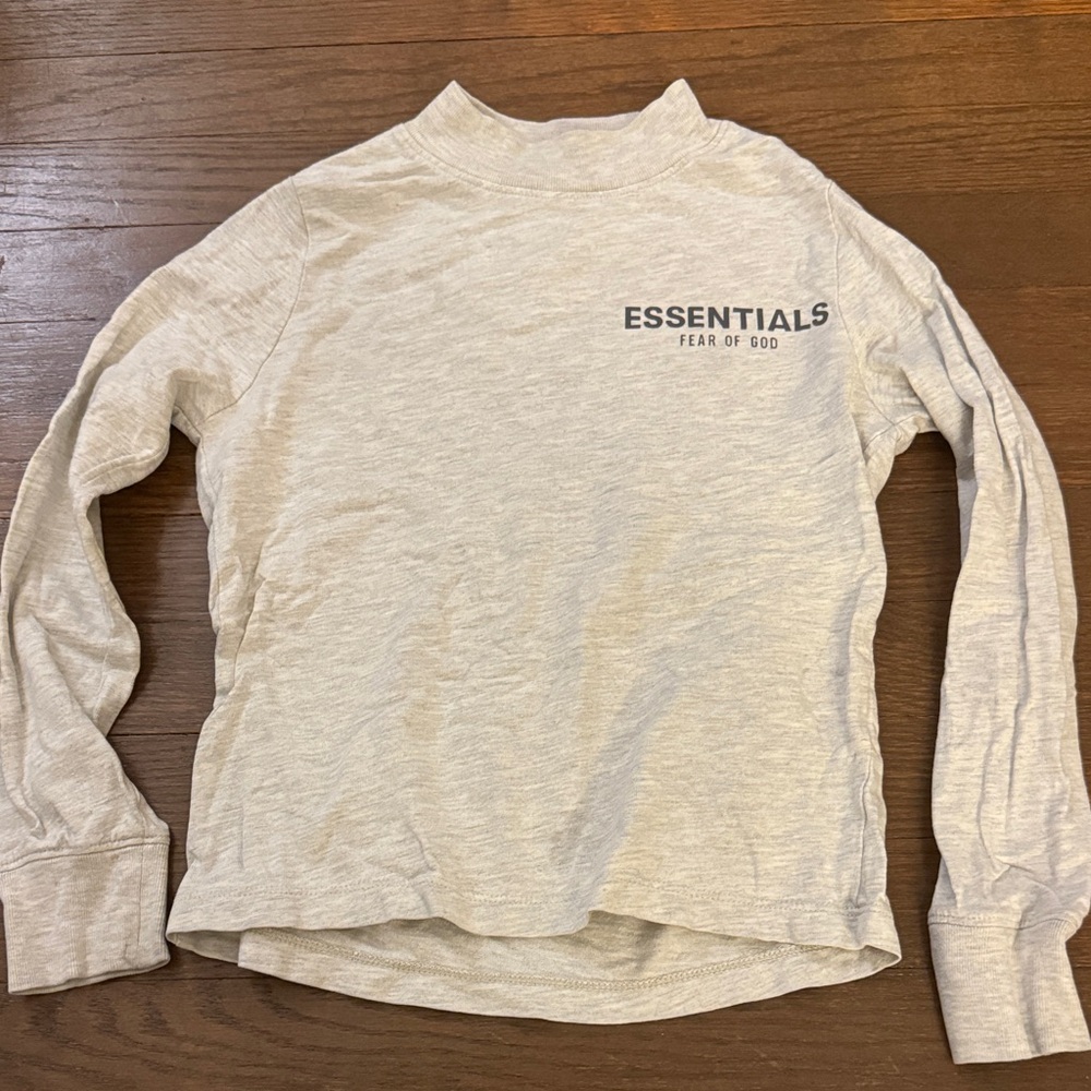 Fear of God Essentials Kids Light Gray Long Sleeve Tee